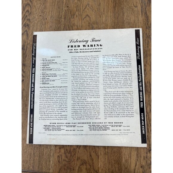 Listening Time Fred Waring & His Pennsylvanians Vinyl Record DL 8005 Album - Picture 5 of 6